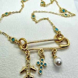 Goldfilled and Turquoise Charm Necklace